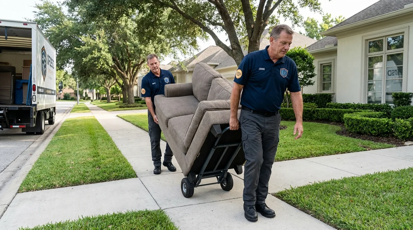 Local residential moving crew loading furniture in The Dalles, OR
